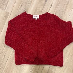 Pink Rose Deep Red V-Neck Sweater